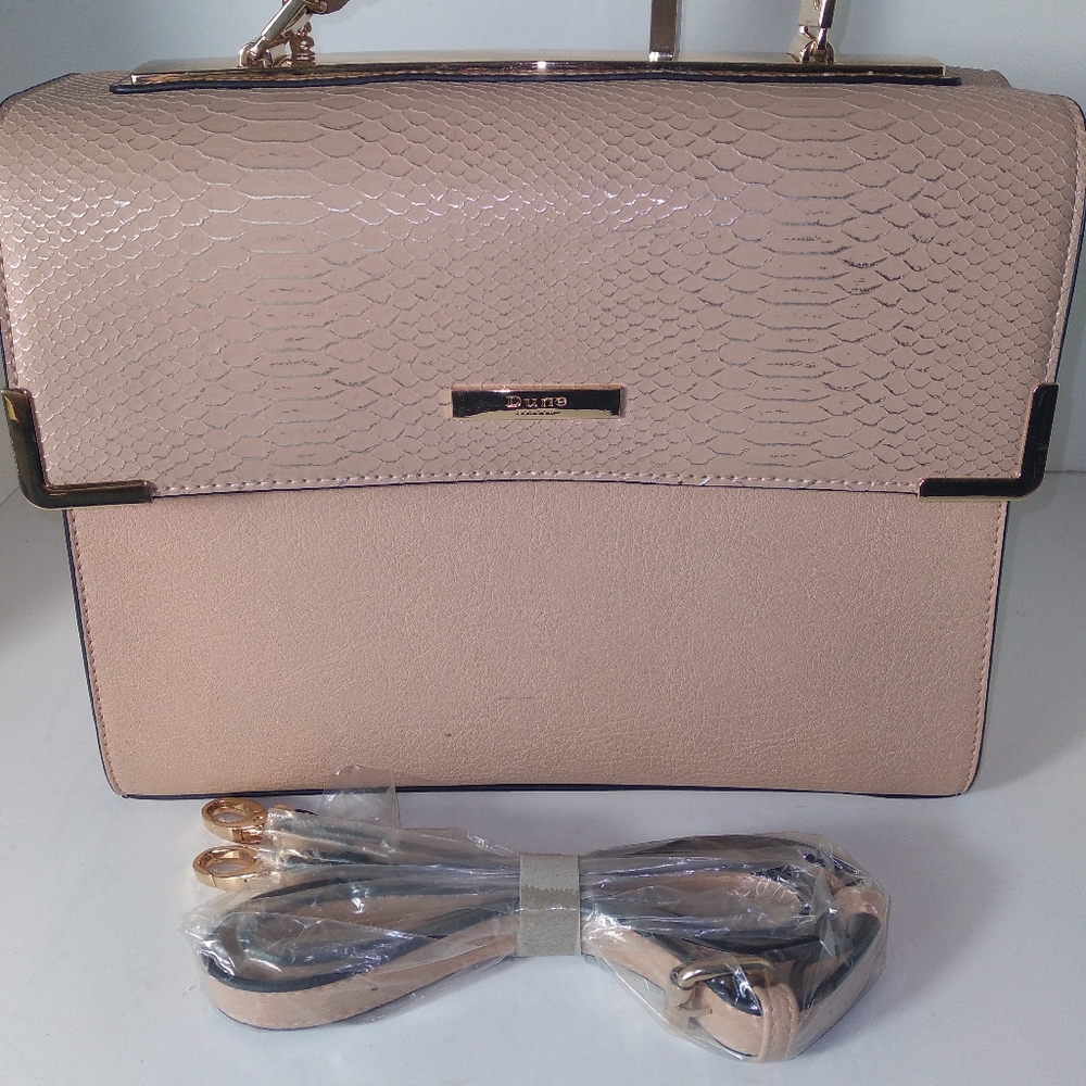 Dune London Pink/Rose Gold Faux Snakeskin Print Hand-Held Bag - Picture 5 of 17